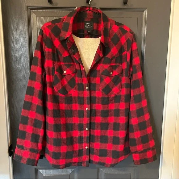 Jachs Girlfriend New York Red and Black Lined Plaid Shirt - Picture 2 of 7
